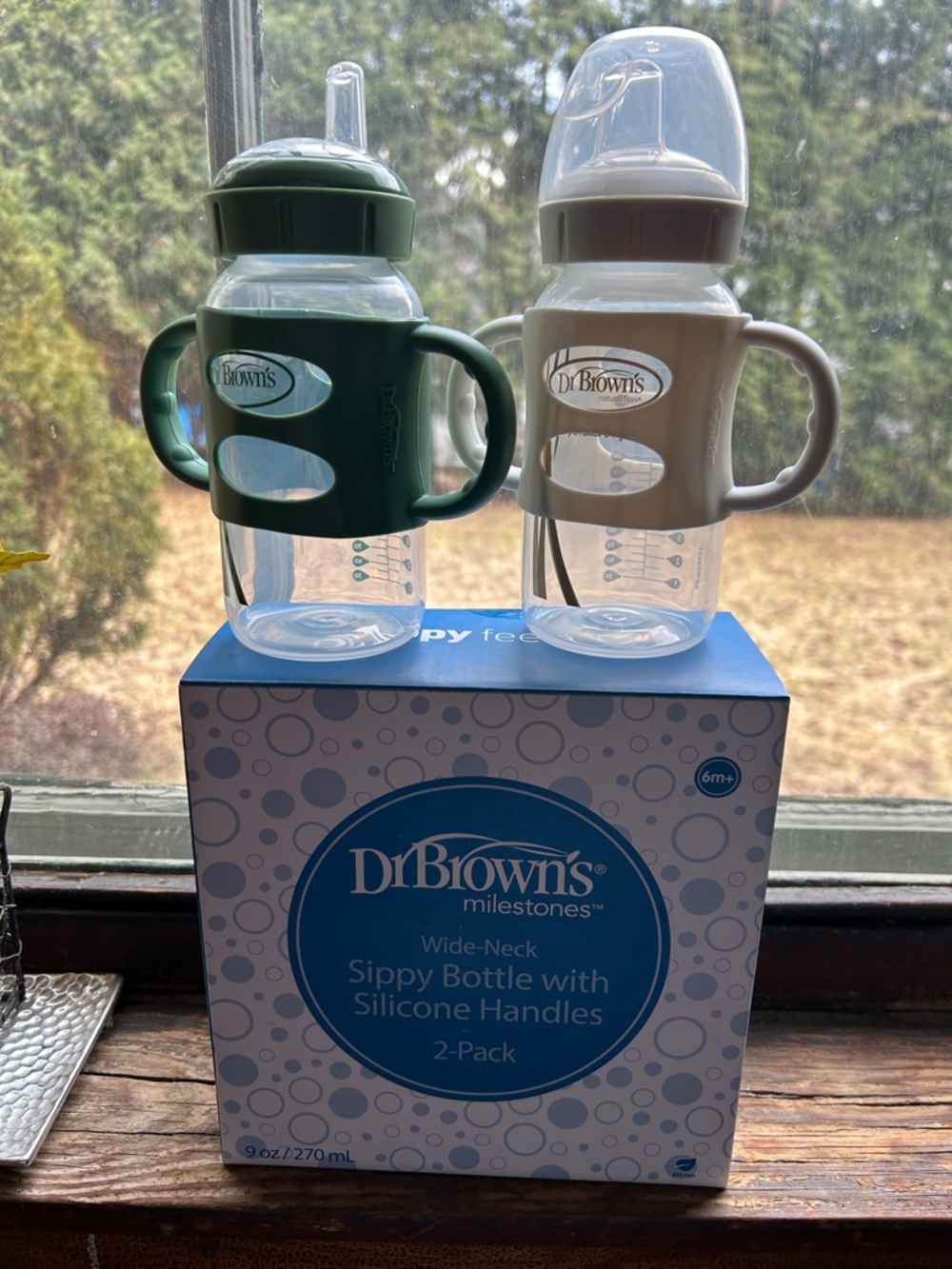 Dr. Brown's Wide-Neck Sippy Bottle 2-Pack in Green & Beige